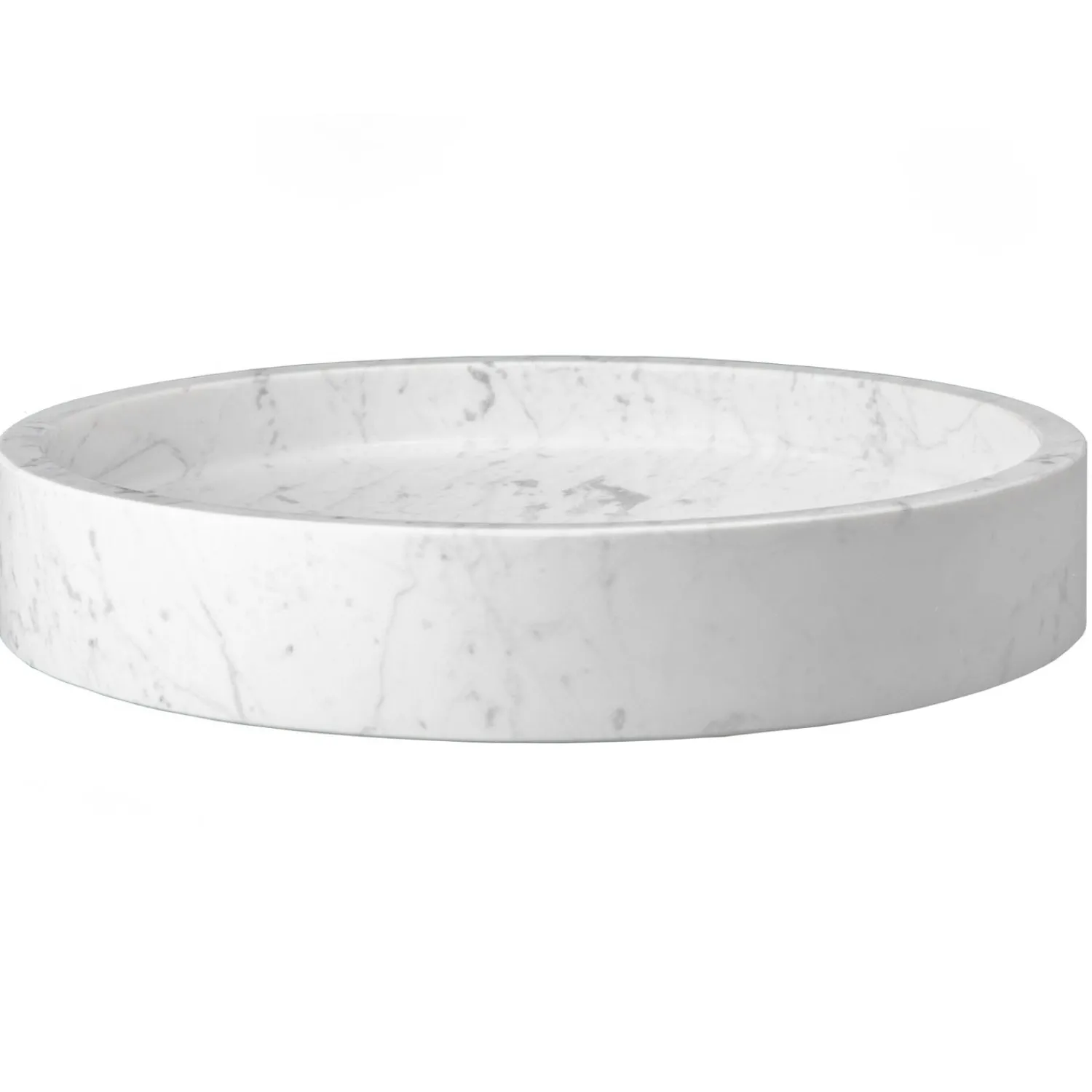New Low Round Vessel Sink - White Carrara Marble Above Counter / Vessel Sinks