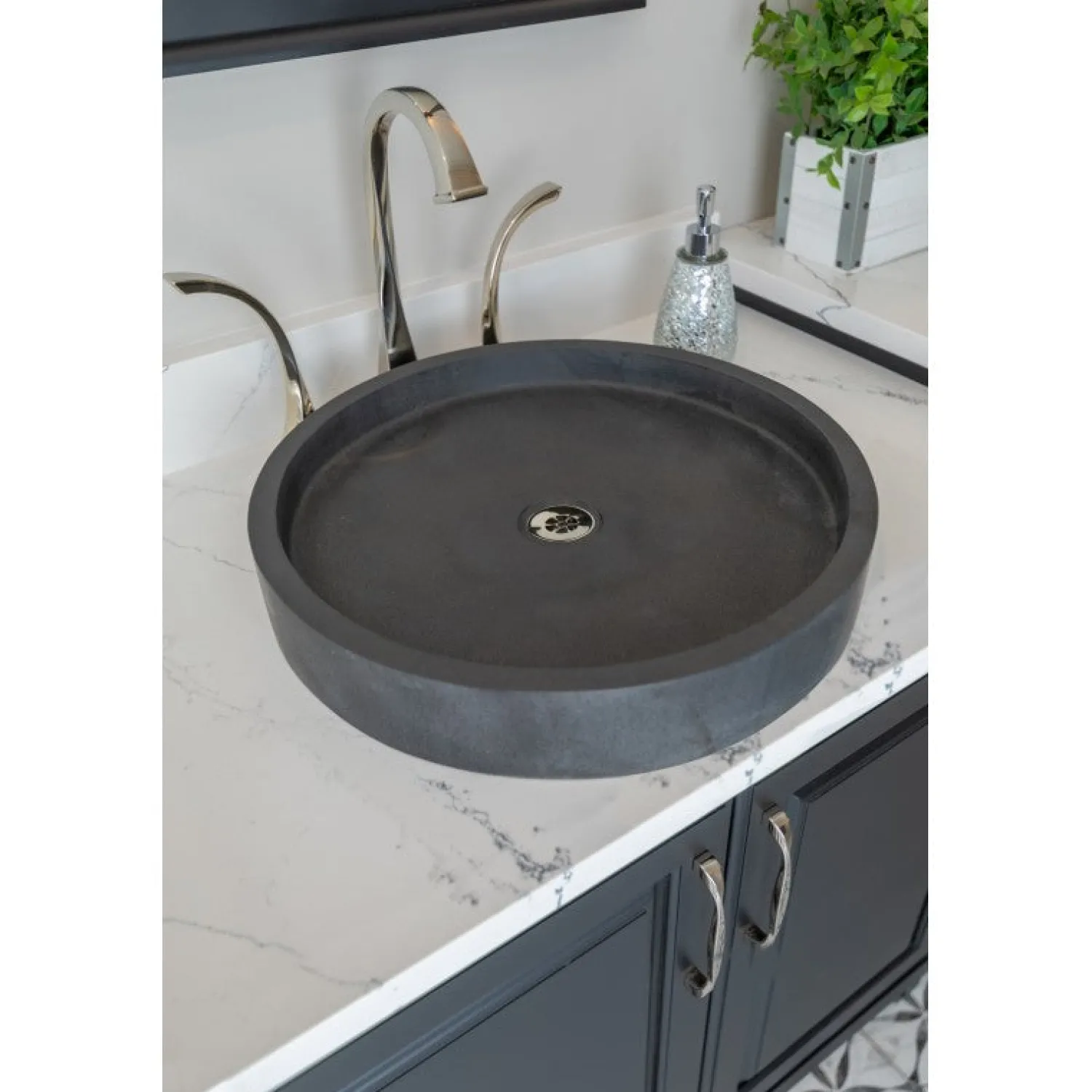 Online Low Round Vessel Sink - Lava Stone Above Counter / Vessel Sinks