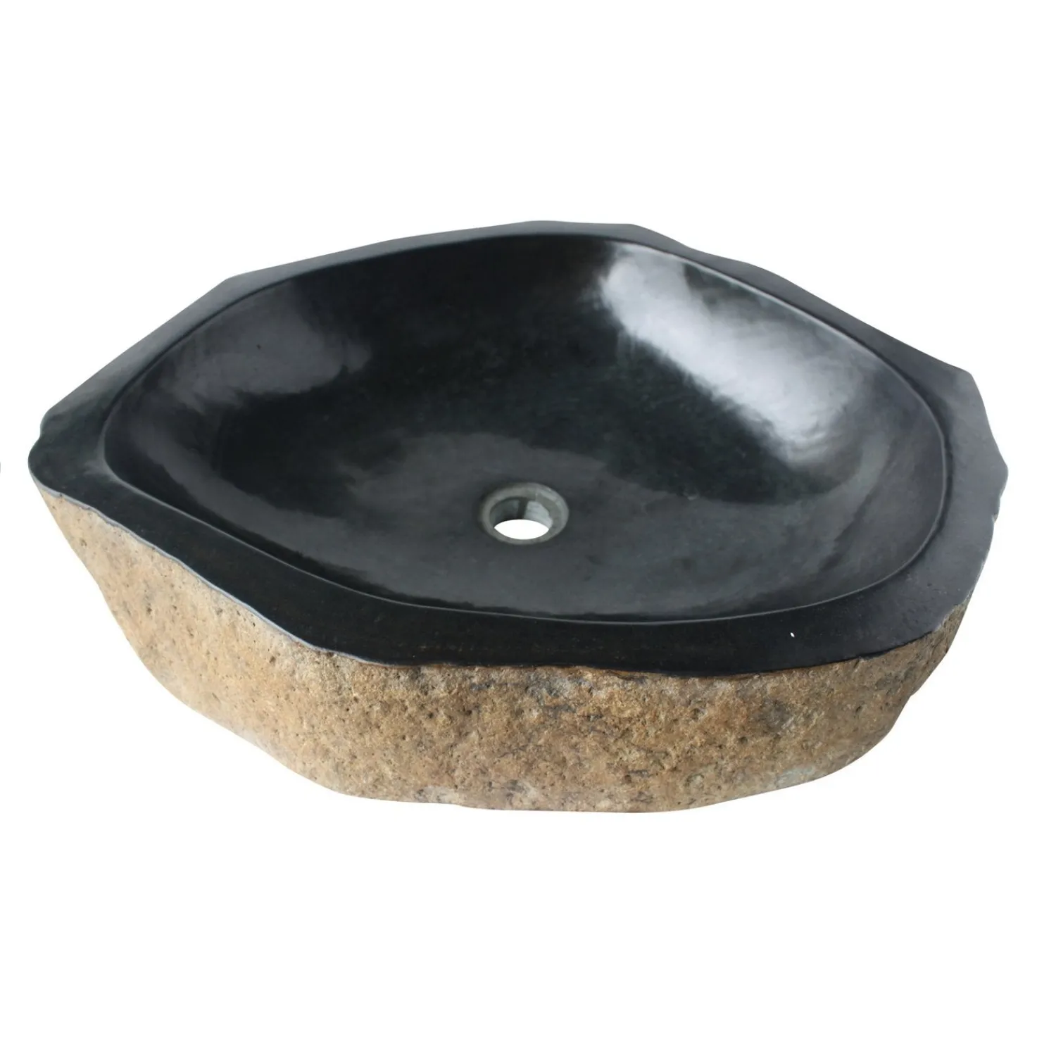 New Natural Basalt Pillar Stone Sink With Black Interior Above Counter / Vessel Sinks|Specialty Stone Sinks