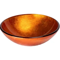 Clearance Orange Reflections Glass Vessel Sink Above Counter / Vessel Sinks
