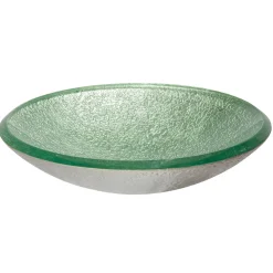 Pale Green Pearls Embossed Glass Vessel Sink Above Counter / Vessel Sinks