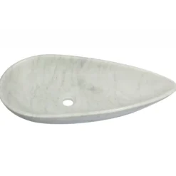 Discount Pod Shaped Vessel Sink - Carrara White Marble Above Counter / Vessel Sinks