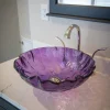 New Purple Free form Wave Glass Vessel Sink Above Counter / Vessel Sinks