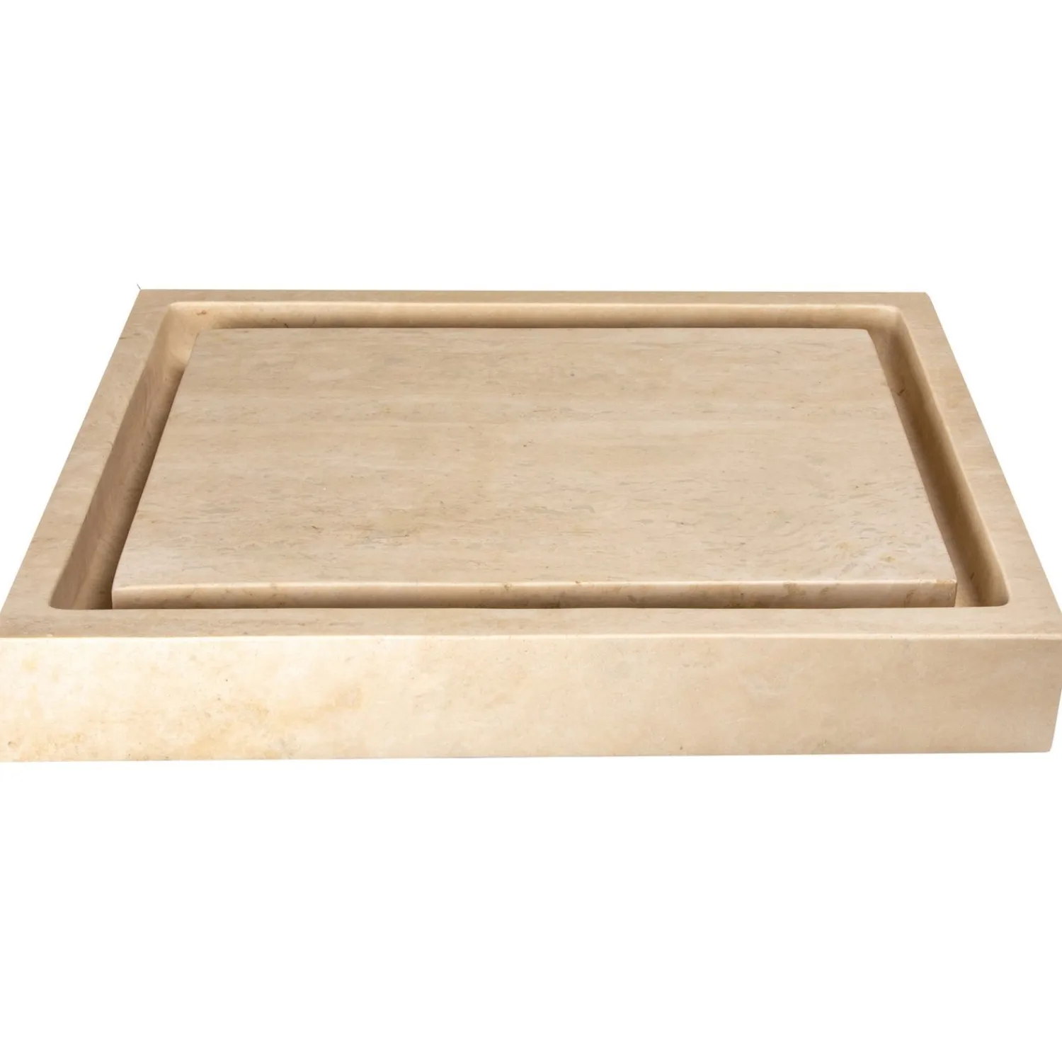 Hot Rectangular Infinity Pool Sink - Honed Beige Travertine Above Counter / Vessel Sinks