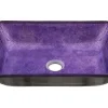 Clearance Rectangular Purple Foil Glass Vessel Sink with Black Exterior Above Counter / Vessel Sinks