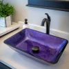 Outlet Rectangular Purple Foil Glass Vessel Sink Above Counter / Vessel Sinks