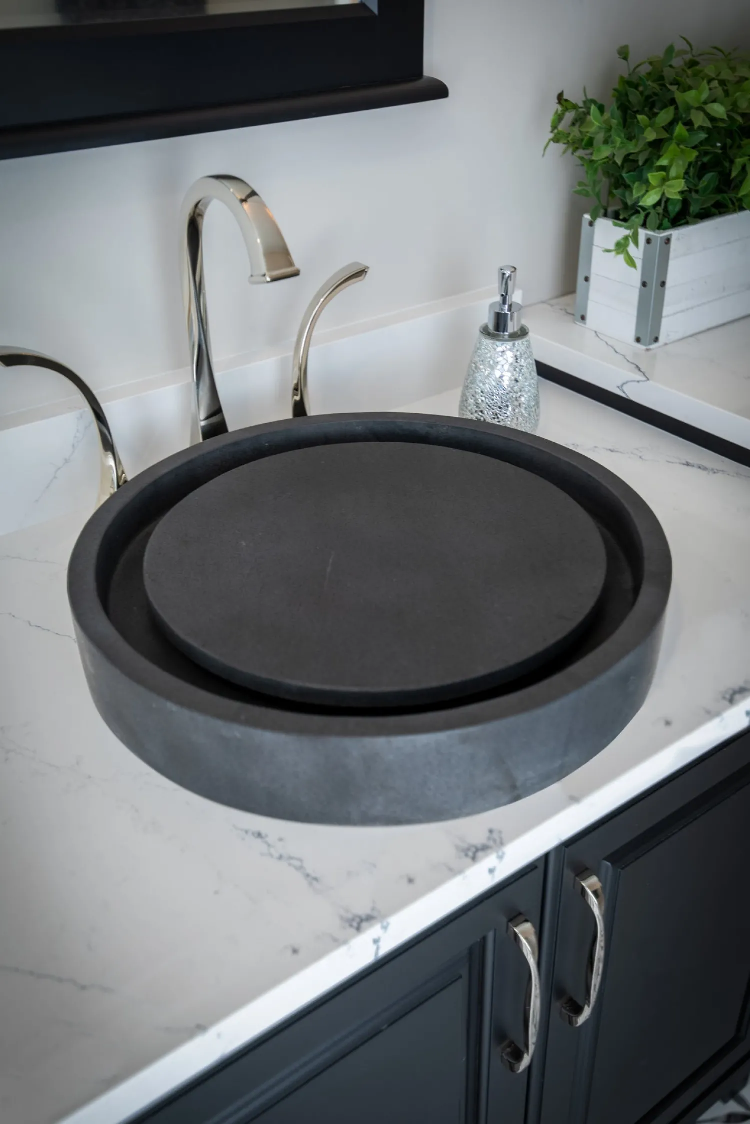 New Round Infinity Pool Sink - Lava Stone Above Counter / Vessel Sinks