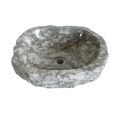 New Rustic Grigio Marble Sink with Rough Exterior - Polished Interior Above Counter / Vessel Sinks