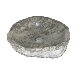 New Rustic Grigio Marble Sink with Rough Exterior - Polished Interior Above Counter / Vessel Sinks