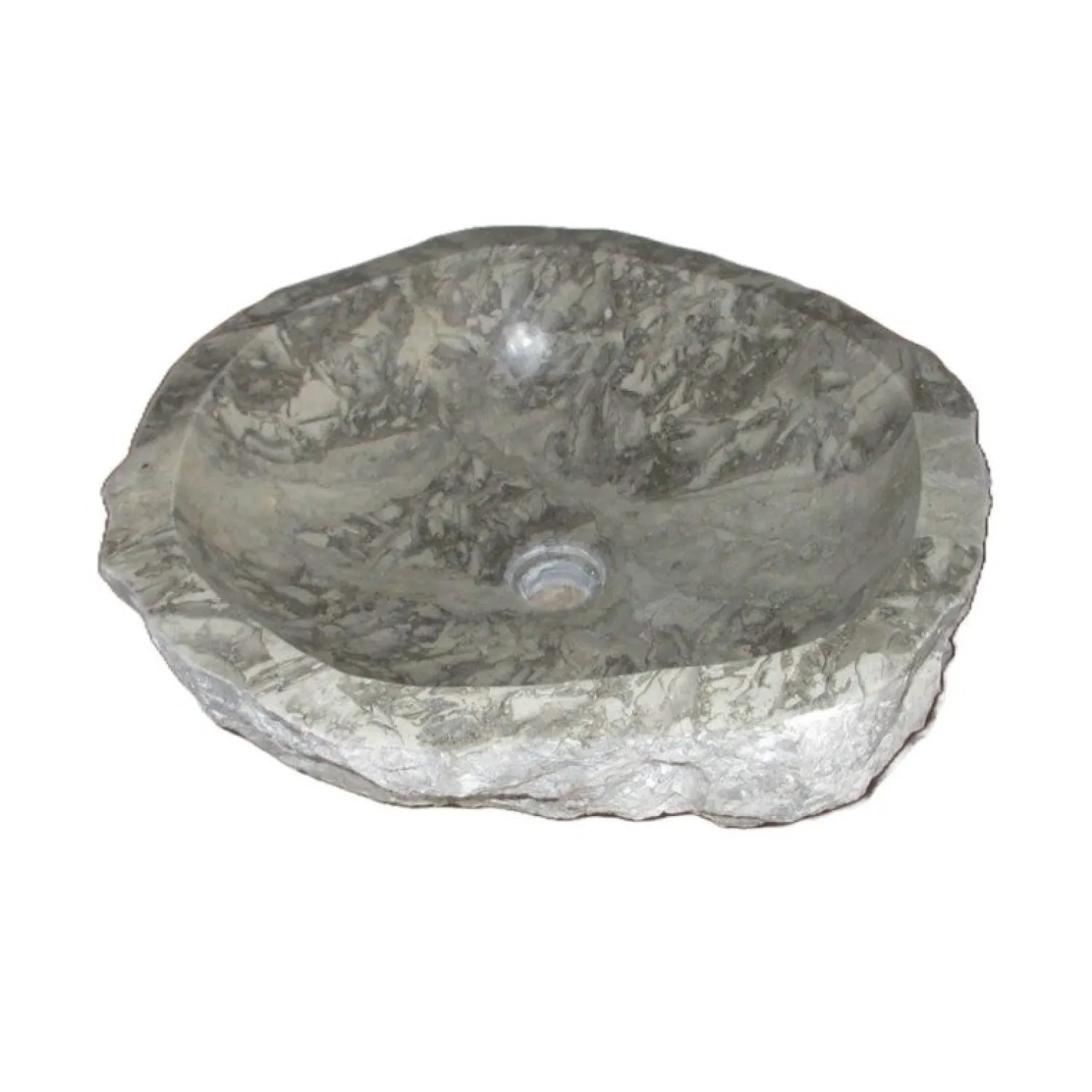 New Rustic Grigio Marble Sink with Rough Exterior - Polished Interior Above Counter / Vessel Sinks