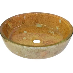 Seashells and Sand Glass Vessel Sink Above Counter / Vessel Sinks