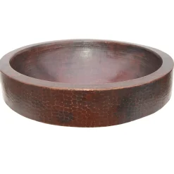 Semi Recessed Copper Vessel Sink With Apron - Antique Dark Semi-Recessed Sinks|Above Counter / Vessel Sinks