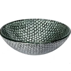 Discount Silver Dots Glass Vessel Sink Above Counter / Vessel Sinks