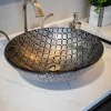Clearance Silver Squares Glass Vessel Sink Above Counter / Vessel Sinks
