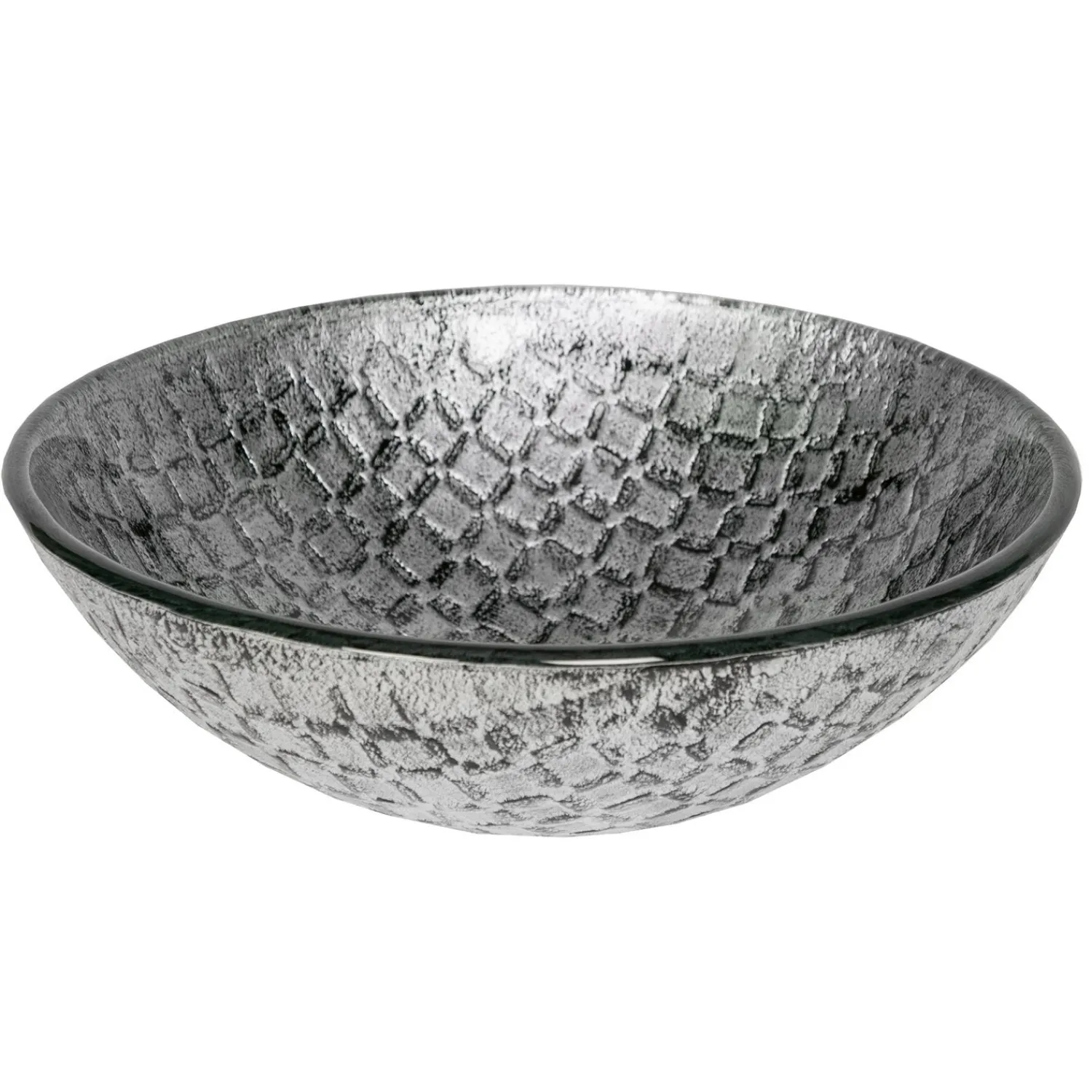 Clearance Silver Squares Glass Vessel Sink Above Counter / Vessel Sinks