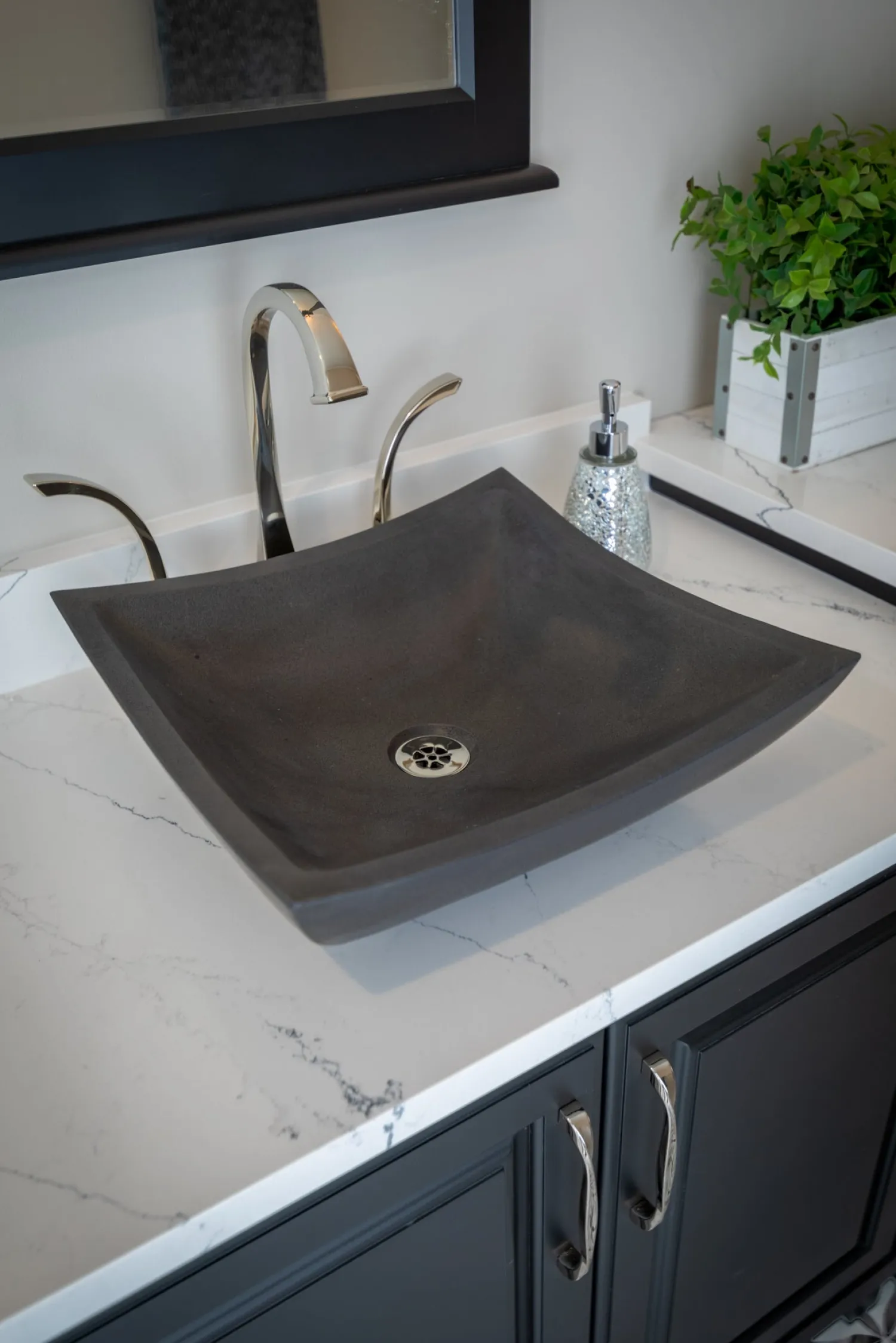 Sale Square Deep Zen Sink - Lava Stone Above Counter / Vessel Sinks