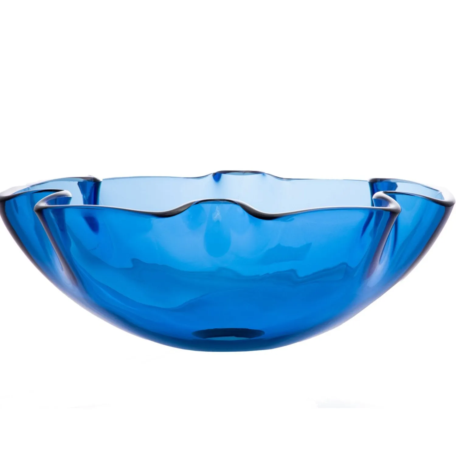 Clearance Wave Rim Blue Glass Vessel Sink Above Counter / Vessel Sinks