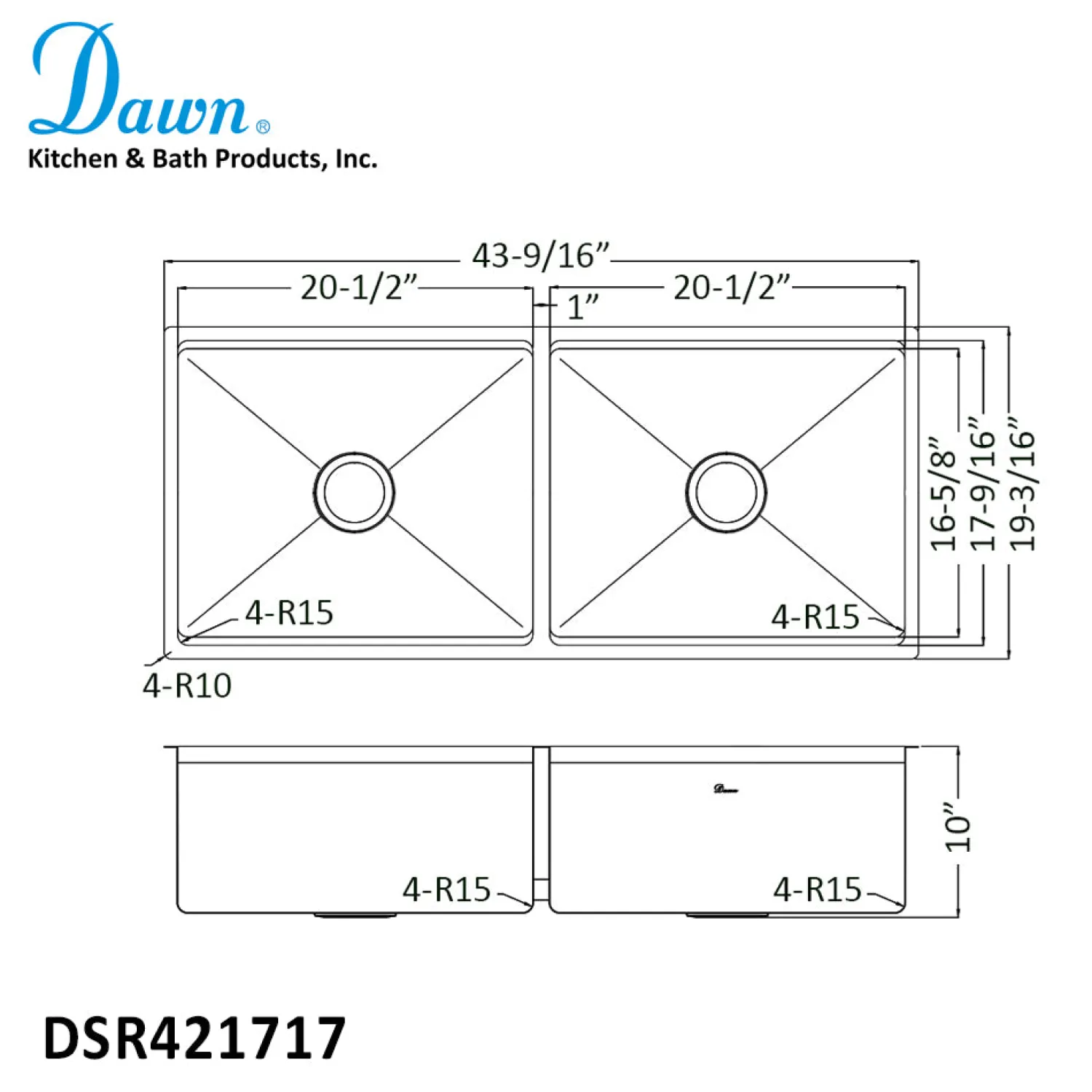 Sale Extra Large 44" Workstation Equal Double Bowl Kitchen Sink with Small Radius Corners Workstation Sinks|Double Bowl Sinks