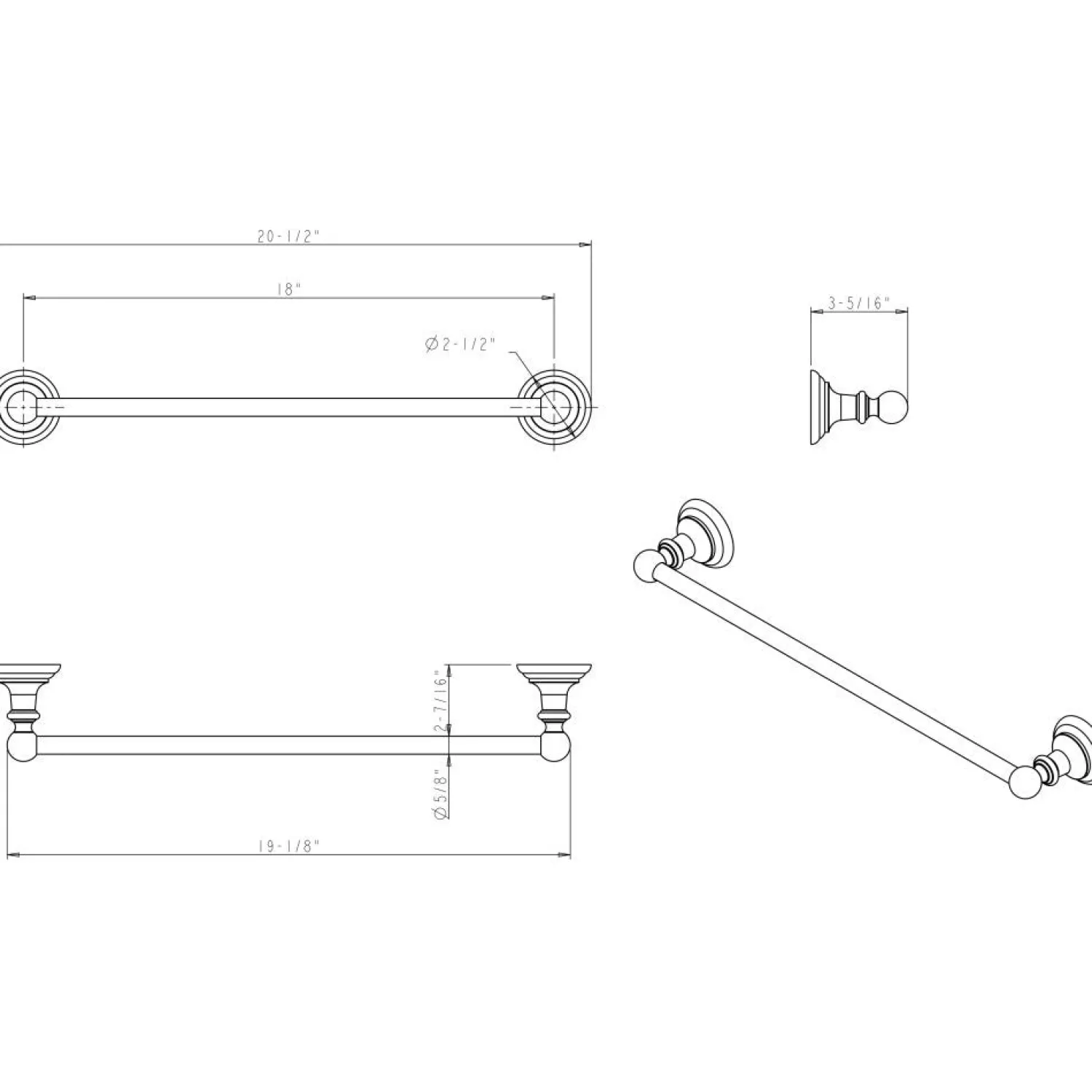 Fairview Conventional 18" Towel Towel Bar Towel Bars