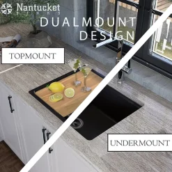 Best 22" Granite Composite Dualmount Workstation Sink in White Drop-In / Top Mount Sinks|Undermount Sinks