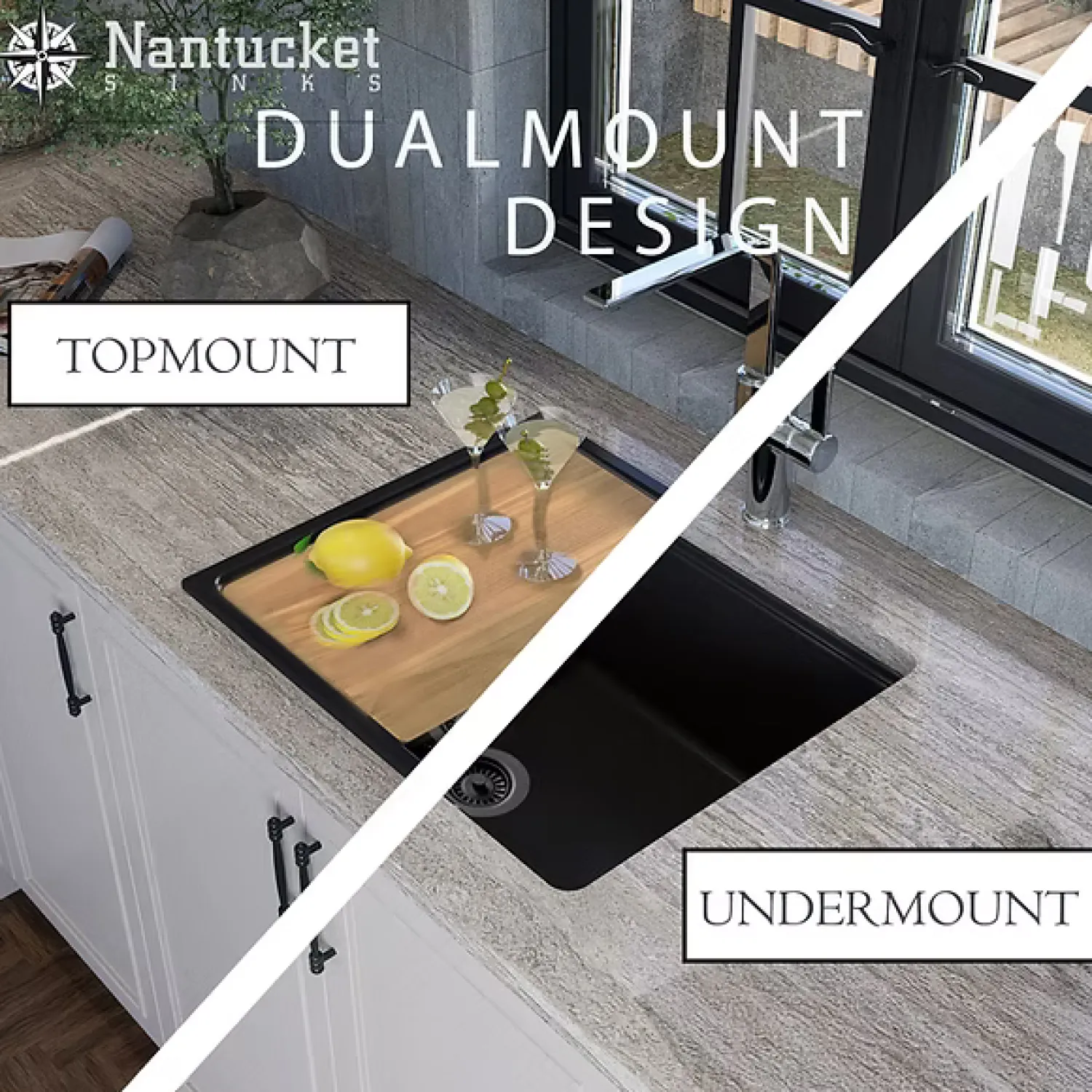 Best 22" Granite Composite Dualmount Workstation Sink in White Drop-In / Top Mount Sinks|Undermount Sinks