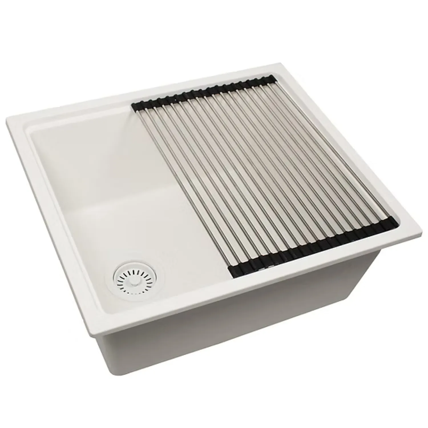 Best 22" Granite Composite Dualmount Workstation Sink in White Drop-In / Top Mount Sinks|Undermount Sinks