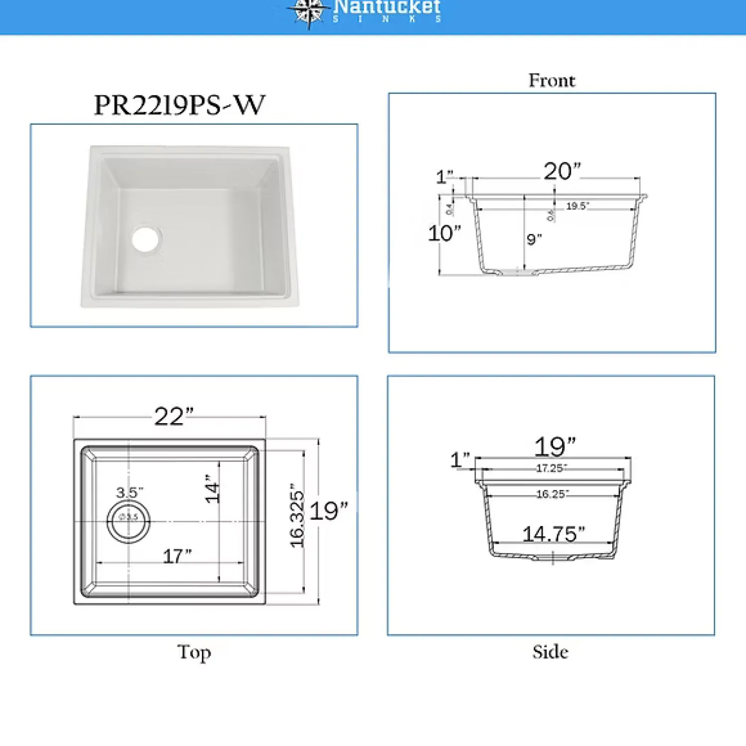 Best 22" Granite Composite Dualmount Workstation Sink in White Drop-In / Top Mount Sinks|Undermount Sinks