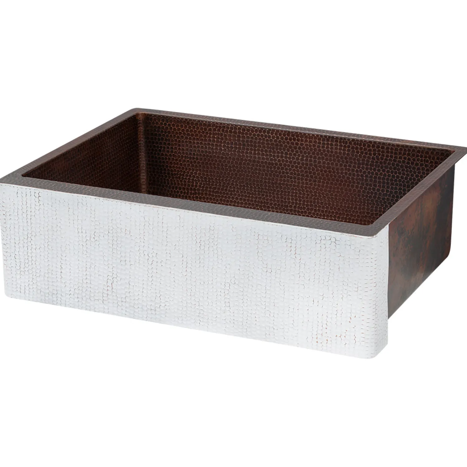 Outlet 30" Hammered Copper Apron Front Single Basin Kitchen Sink in Glazed White Apron Front / Farmhouse Sinks