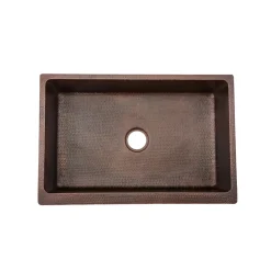 Clearance 30" Hammered Copper Apron Front Single Basin Kitchen Sink in Glazed Black Apron Front / Farmhouse Sinks