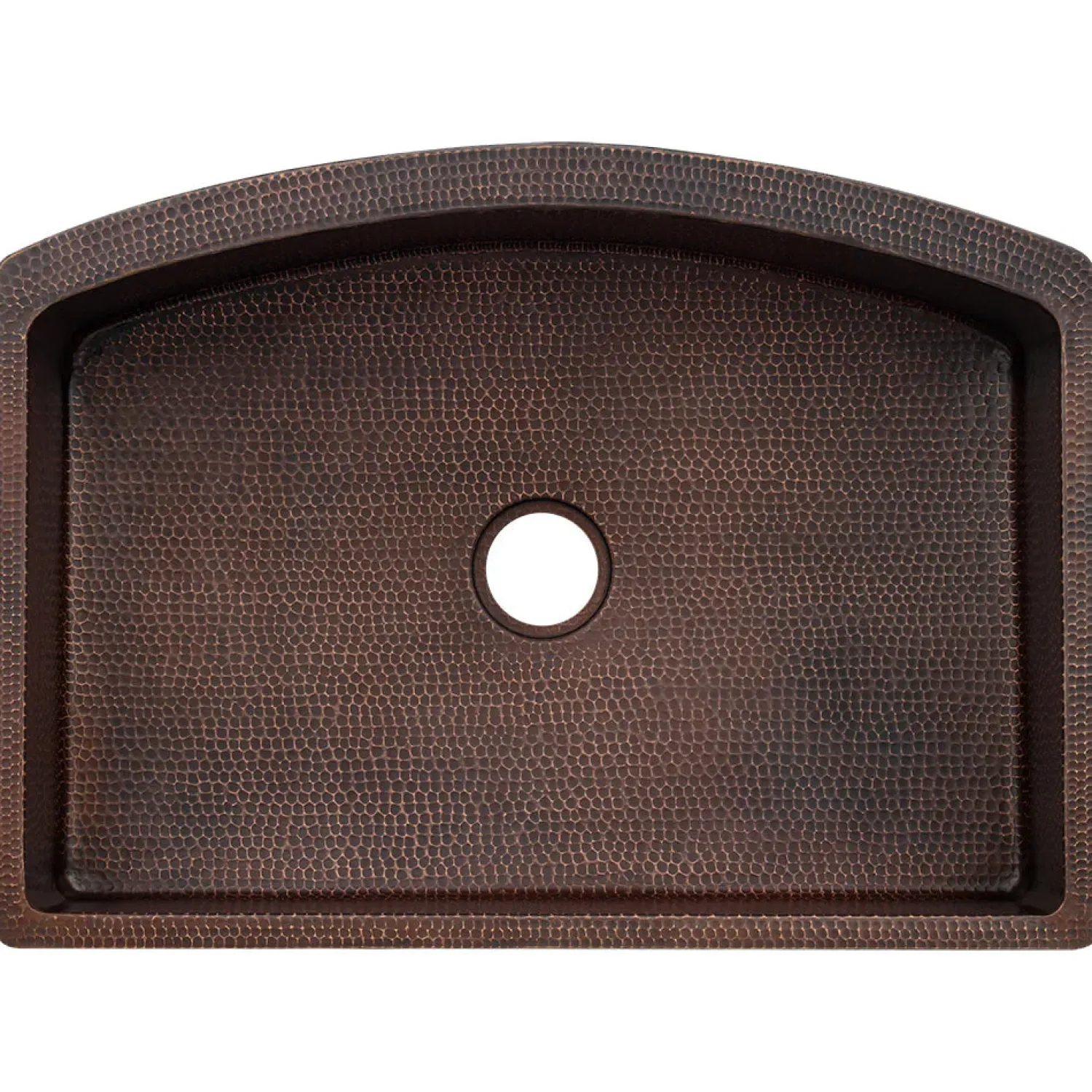 Discount 33" Hammered Copper Rounded Apron Front Single Basin Kitchen Sink in Glazed Black Apron Front / Farmhouse Sinks