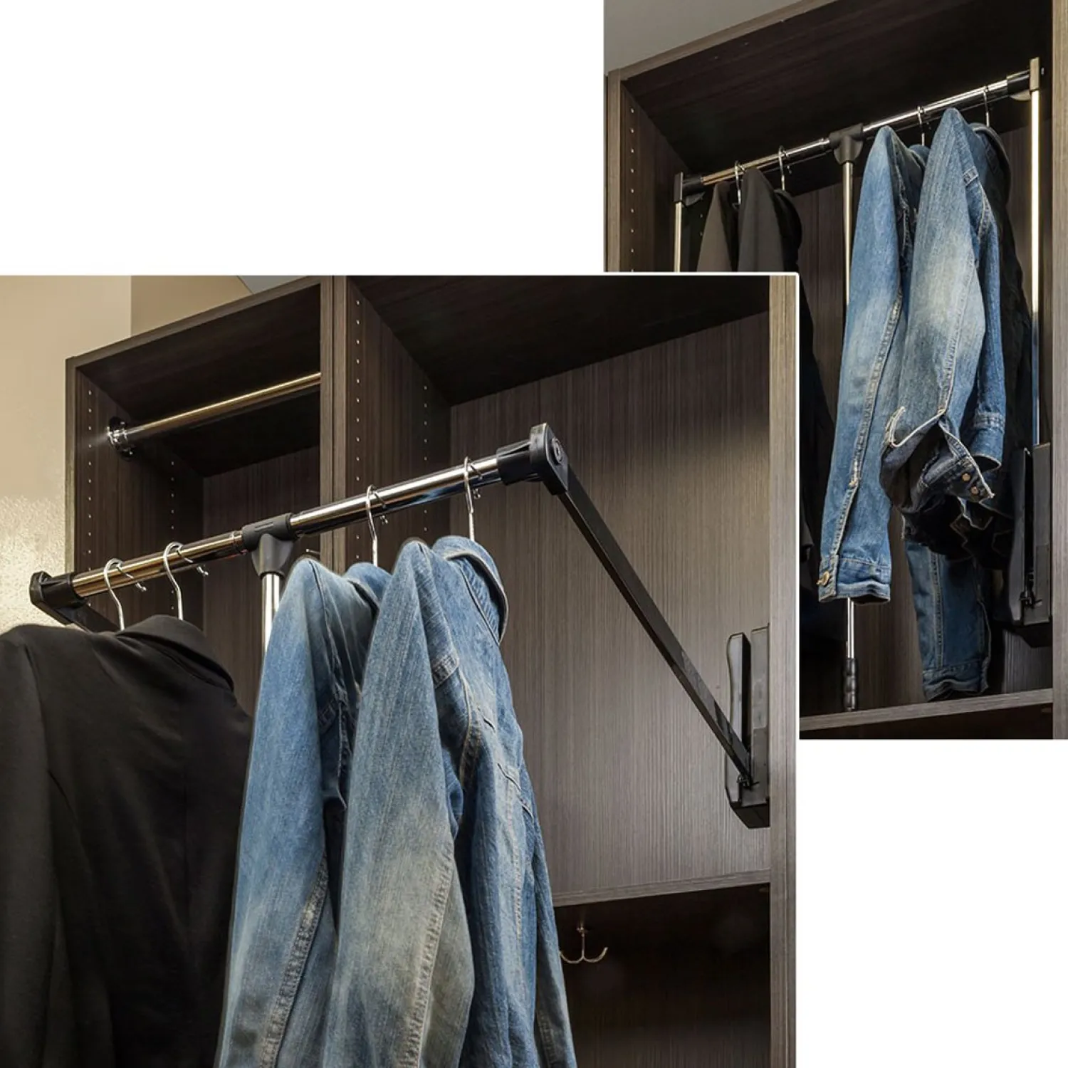 Online Chrome and Black 21" - 24" Expanding Wardrobe Lift Closet & Storage|Storage & Organization
