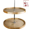 Hot 18" Diameter Three Shelf Round Wood Lazy Susan Set with Twist and Lock Pole Storage & Organization