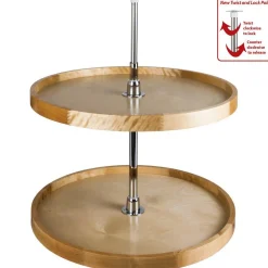 Discount 18" Diameter Round Wood Lazy Susan Set with Twist and Lock Pole Storage & Organization