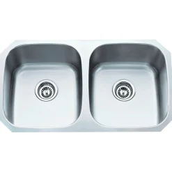 New 16 Gauge 50/50 Stainless Steel Undermount Sink with Equal Bowls Stainless Steel Sinks|Double Bowl Sinks