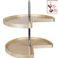 Outlet Kidney Banded Lazy Susan Set with Twist and Lock Adjustable Pole Storage & Organization