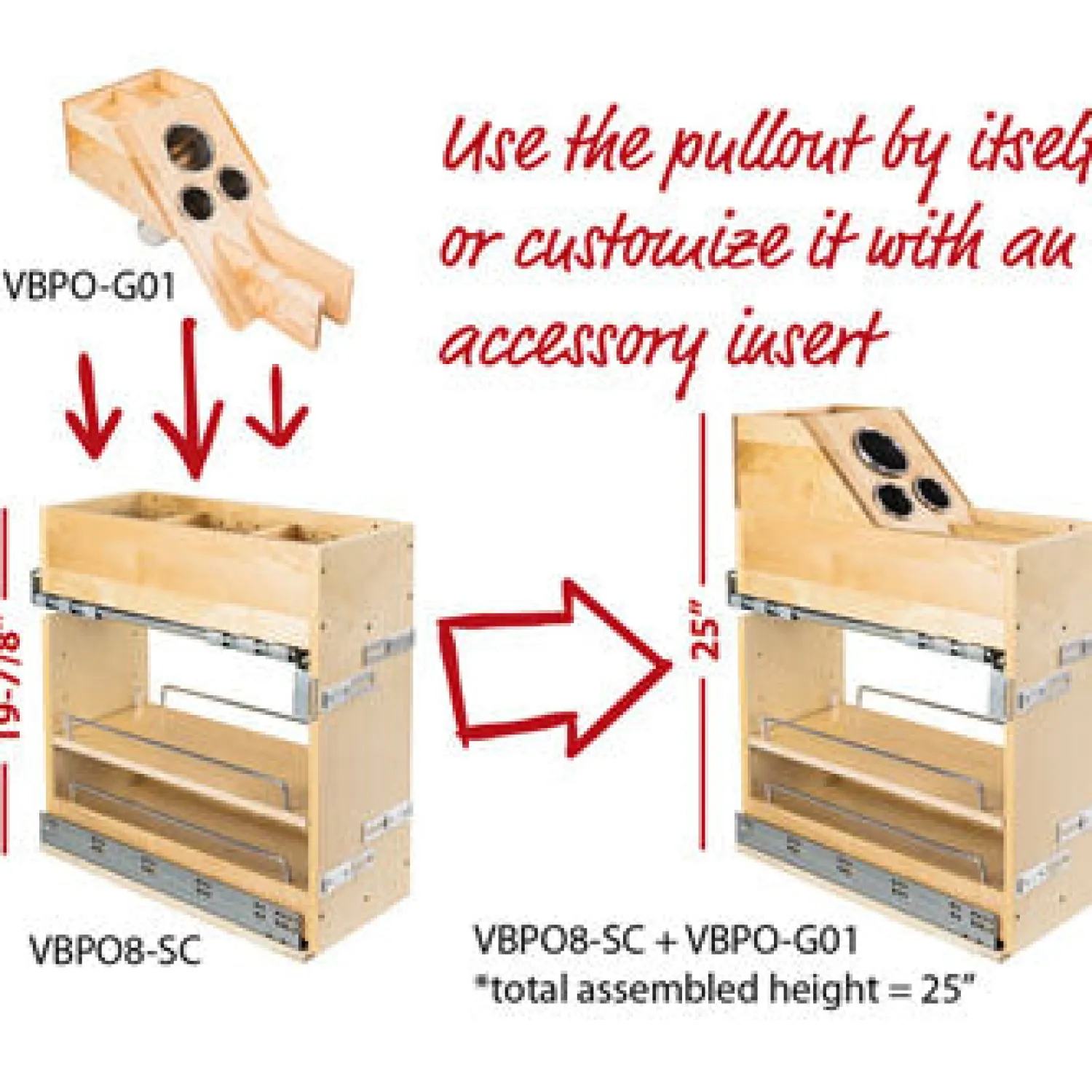 Clearance No Wiggle 8" Vanity-height Cabinet Pullout Storage & Organization