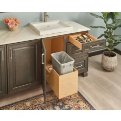 New Preassembled 35 Quart Single Pullout Waste Container System Storage & Organization