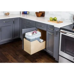 New Preassembled 35 Quart Single Pullout Waste Container System Storage & Organization