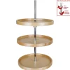 Round Banded Lazy Susan Three Shelf Set with Twist and Lock Pole Storage & Organization