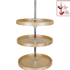 Round Banded Lazy Susan Three Shelf Set with Twist and Lock Pole Storage & Organization