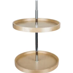 Clearance Round Banded Lazy Susan Set with Twist and Lock Adjustable Pole Storage & Organization