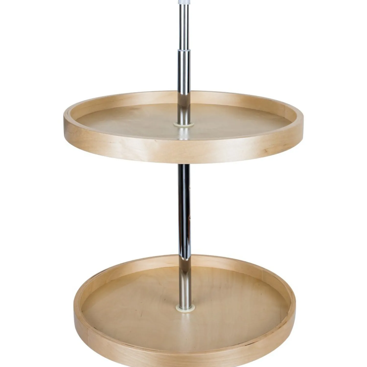 Clearance Round Banded Lazy Susan Set with Twist and Lock Adjustable Pole Storage & Organization