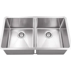 Discount Stainless Steel 16 Gauge Fabricated Kitchen Sink with Two Equal Bowls Stainless Steel Sinks|Double Bowl Sinks