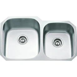 Online Stainless Steel 18 Gauge Kitchen Sink with Two Unequal Bowls Stainless Steel Sinks|Double Bowl Sinks