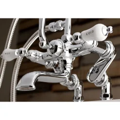 Clearance AE653TX-P Aqua Vintage 7-Inch Adjustable Clawfoot Tub Faucet with Hand Shower in Polished Chrome Tub Faucets
