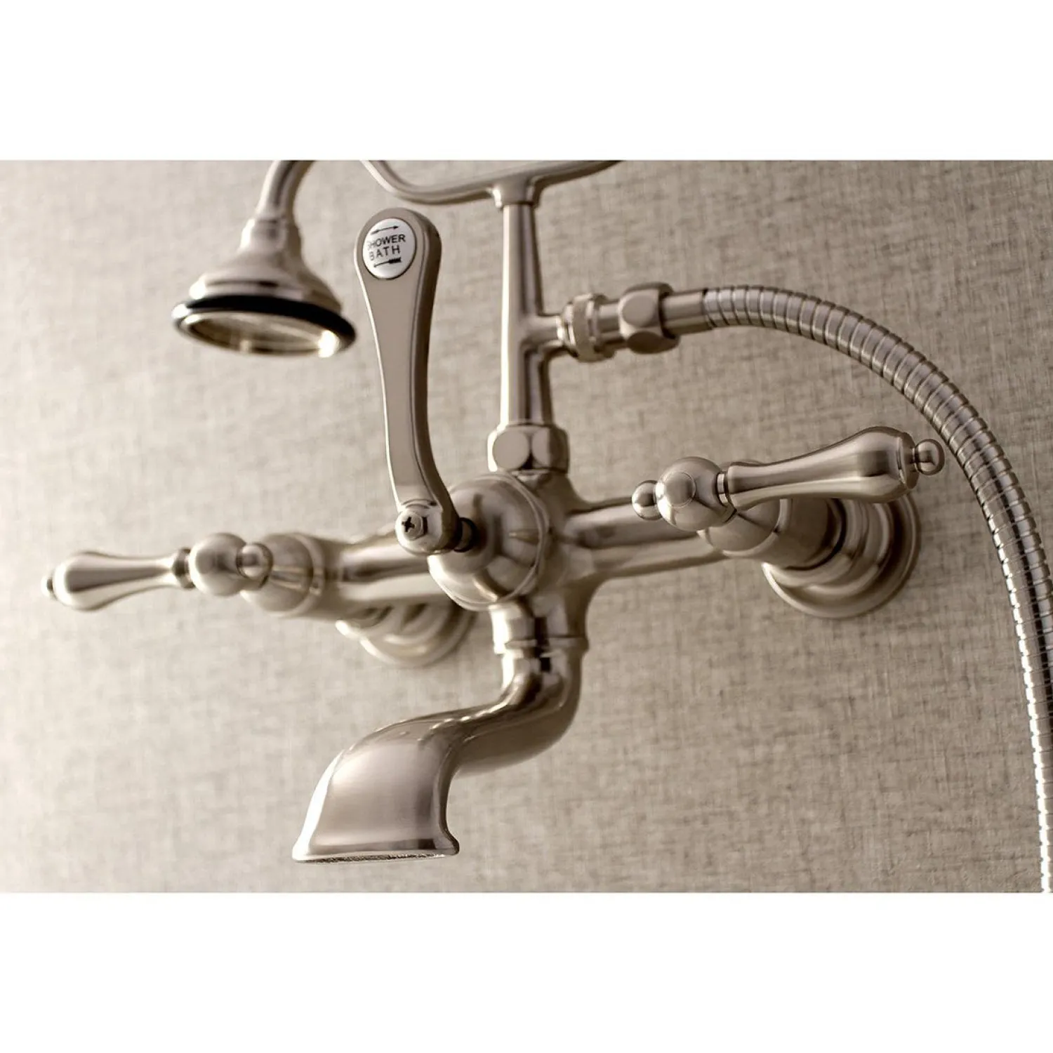 Best AE551TX-P Aqua Vintage Wall Mount Tub Faucet with Hand Shower Tub Faucets