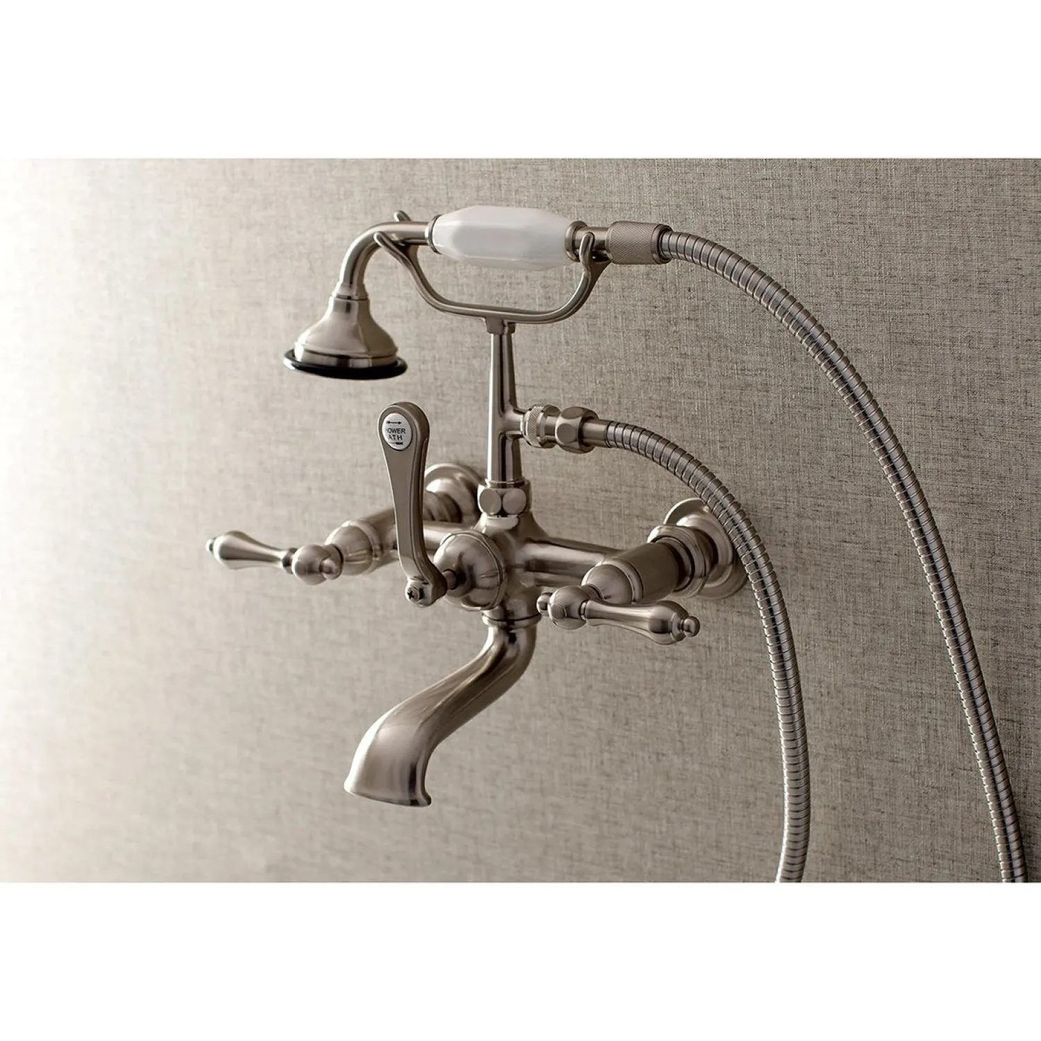 Best AE551TX-P Aqua Vintage Wall Mount Tub Faucet with Hand Shower Tub Faucets
