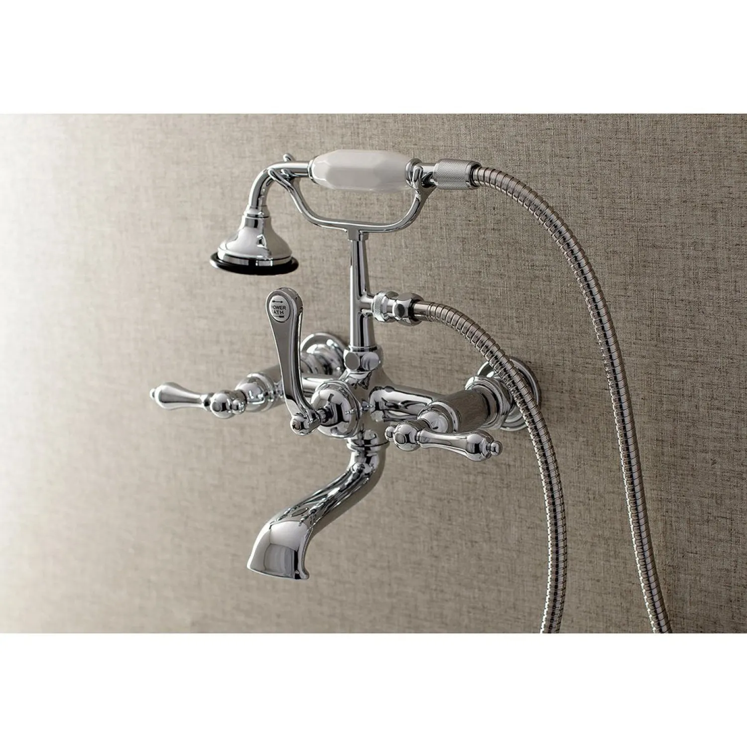 Best AE551TX-P Aqua Vintage Wall Mount Tub Faucet with Hand Shower Tub Faucets