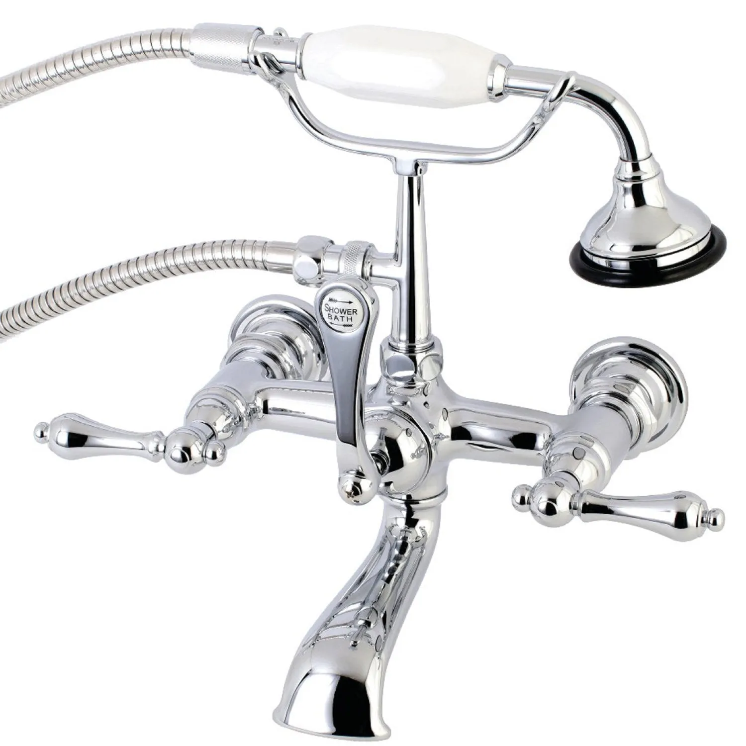 Best AE551TX-P Aqua Vintage Wall Mount Tub Faucet with Hand Shower Tub Faucets