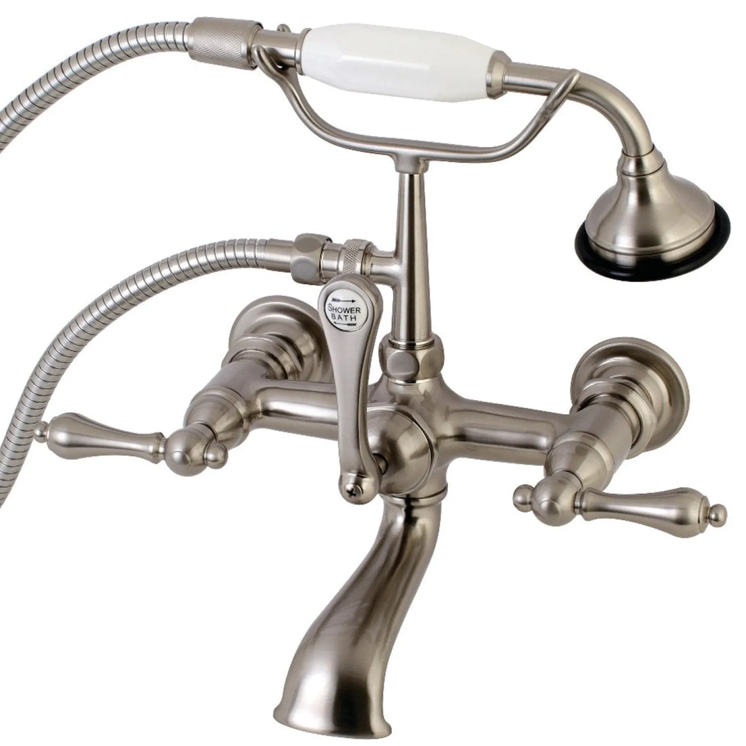 Best AE551TX-P Aqua Vintage Wall Mount Tub Faucet with Hand Shower Tub Faucets